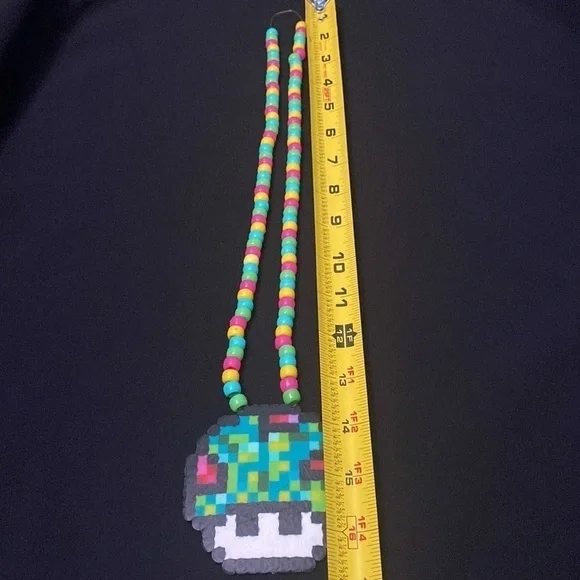 Rave Mushroom￼￼ Kandi Perler Necklace EDM EDC Fest Rave Dance bead necklace - Picture 3 of 4